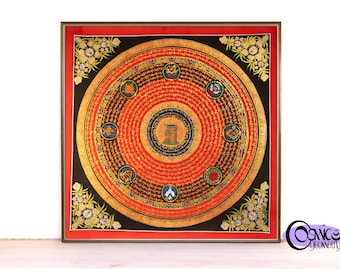 Thangka mandala Kalachakra peint à la main | Art bouddhiste tibétain