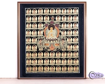 Tableau Thangka en or 65 bouddhas | Art népalais peint à la main