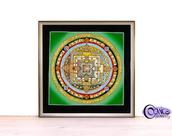 Thangka mandala Kalachakra | Art tibétain peint à la main avec feuille d'or
