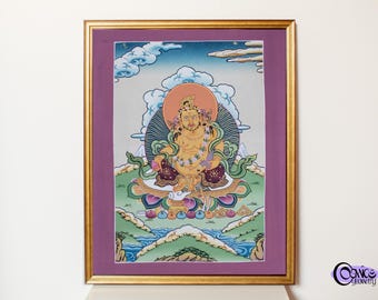 Dzambhala, divinité de la richesse, Thangka | Art bouddhique tibétain peint à la main
