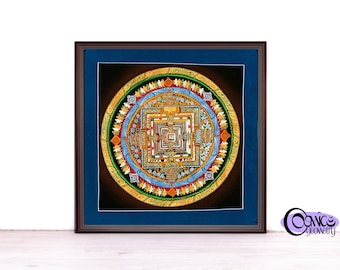 Peinture artisanale de style mandala Kalachakra Thangka | Art bouddhiste tibétain
