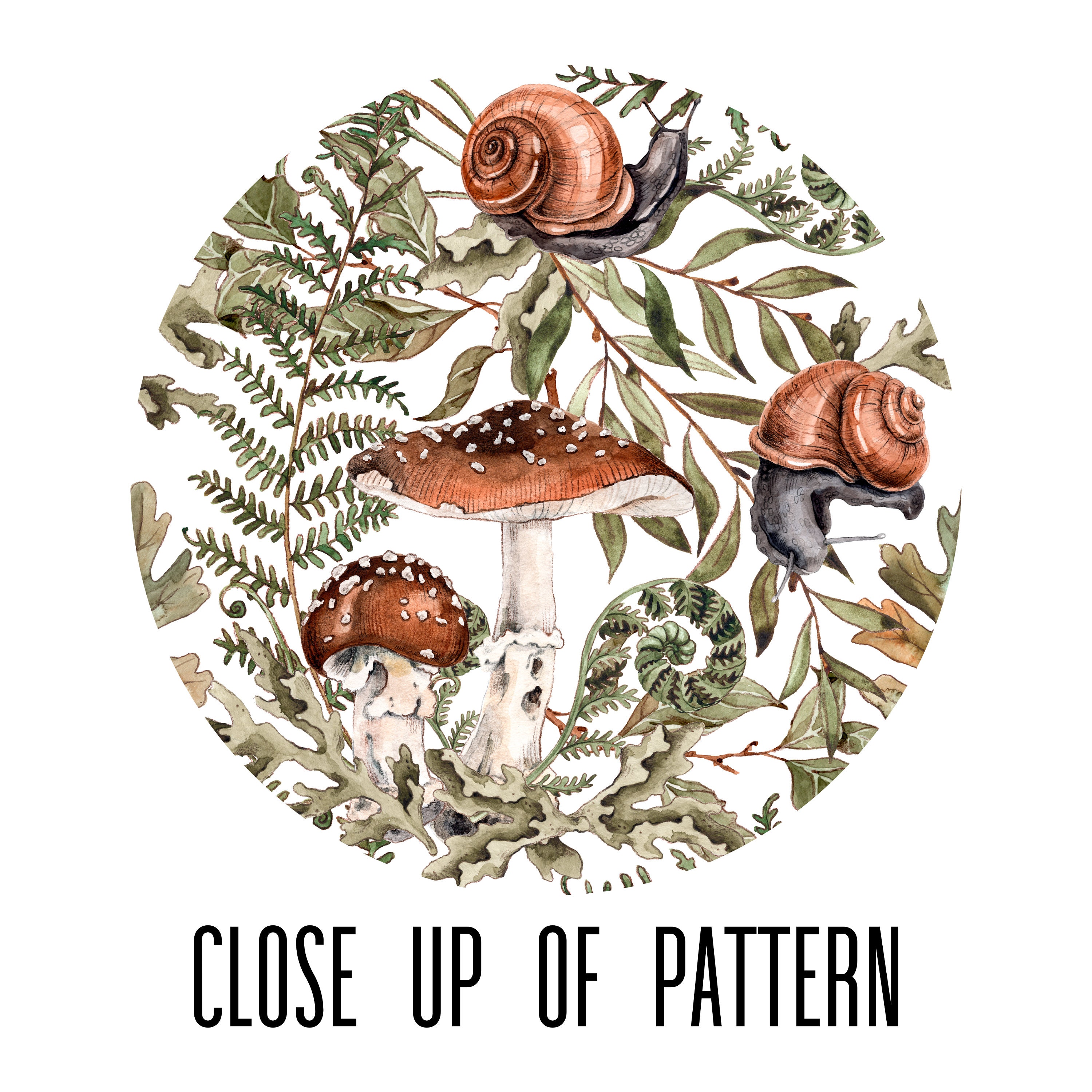 Fern Forest Shower Curtain Mushroom Shower Curtain Botanical Etsy