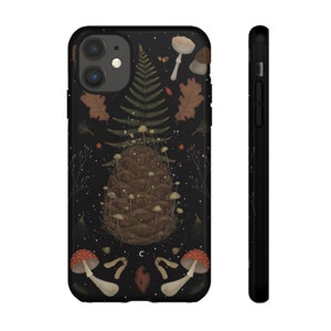 Fairy Dark Grunge Cottagecore Aesthetic Iphone Phone Case Cover, Tough Case Mushroom Botanical, Gothic Witch Nature Phone Cover, Boho Plant