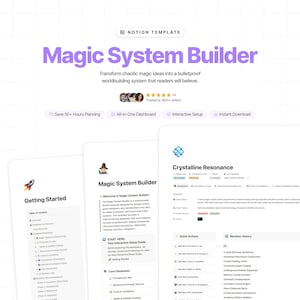 Magic System Builder Notion Template | Fantasy Worldbuilding | Story Planning | Author Organizer | Writing Tool for Fantasy Authors