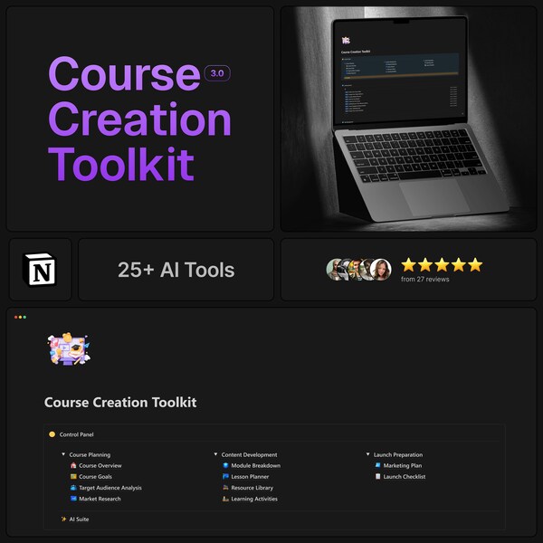 AI-Powered Course Creation Toolkit - Essential Notion Template for Course Creators & Creative Educators