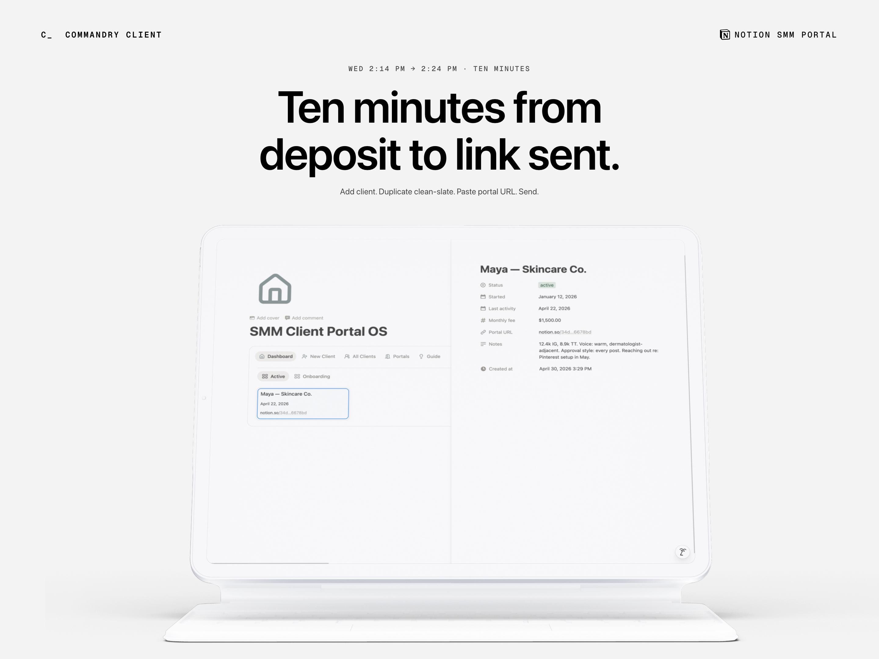SMM Client Portal OS — Notion Template for Solo Social Media Managers ...