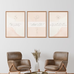 Set of 3 Mental Health Posters, Wall Art Prints, Printable Therapy Office Decor, Soft Pink Wall Art
