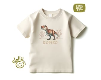 Personalized Dinosaur Kids T-Shirt, Tyrannosaurus rex Tee, T-rex Shirt, Adventure Tee, Custom Name Kids Clothing, Customized Shirt, AC-36