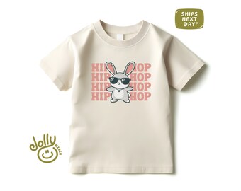 Toddler Easter Shirt, Hip Hop Bunny Kids Tee, Cute Bunny Graphic Tee, Funny Easter Graphic T-Shirt for Toddlers, Easter Bunny T-shirt, AC-15