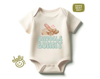 Snuggle Bunny Baby Bodysuit, Snuggle Bunny Baby Bodysuit, Cute Easter Bodysuit, Retro Easter Toddler Shirt, New Baby Gift, Newborn Bodysuit