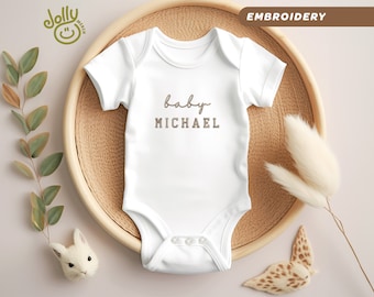 Embroidered ONESIES® Brand Bodysuit, Personalized Baby ONESIES® Brand Bodysuit, Customized Baby Name Bodysuit, Pregnancy Reveal Bodysuit