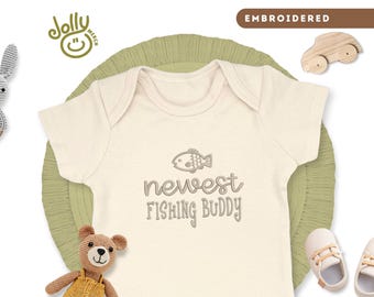Embroidered ONESIES® Brand Baby Bodysuit, Newest Fishing Buddy Design, Perfect for Baby Showers, Newborns, and Dads Who Love Fishing