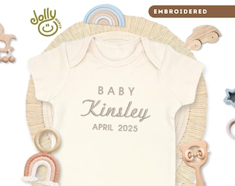 Embroidered ONESIES® Brand Bodysuit, Personalized Baby ONESIES® Brand Bodysuit, Customized Baby Name and Expecting Due Date Baby Bodysuit