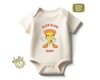 Slice Slice Baby Bodysuit, Funny Pizza Baby Bodysuit, Cute Pizza Bodysuit, Slice Slice Baby Toddler Shirt, Baby Shower Gift, Retro Kids Tee