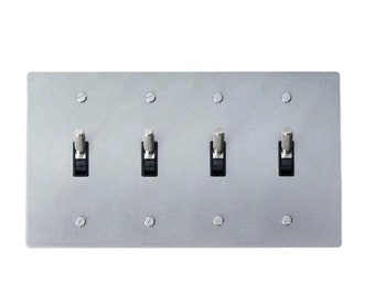 Brushed Nickel Brass 3 Way Knurled Toggle Light Switch (4-Gang)