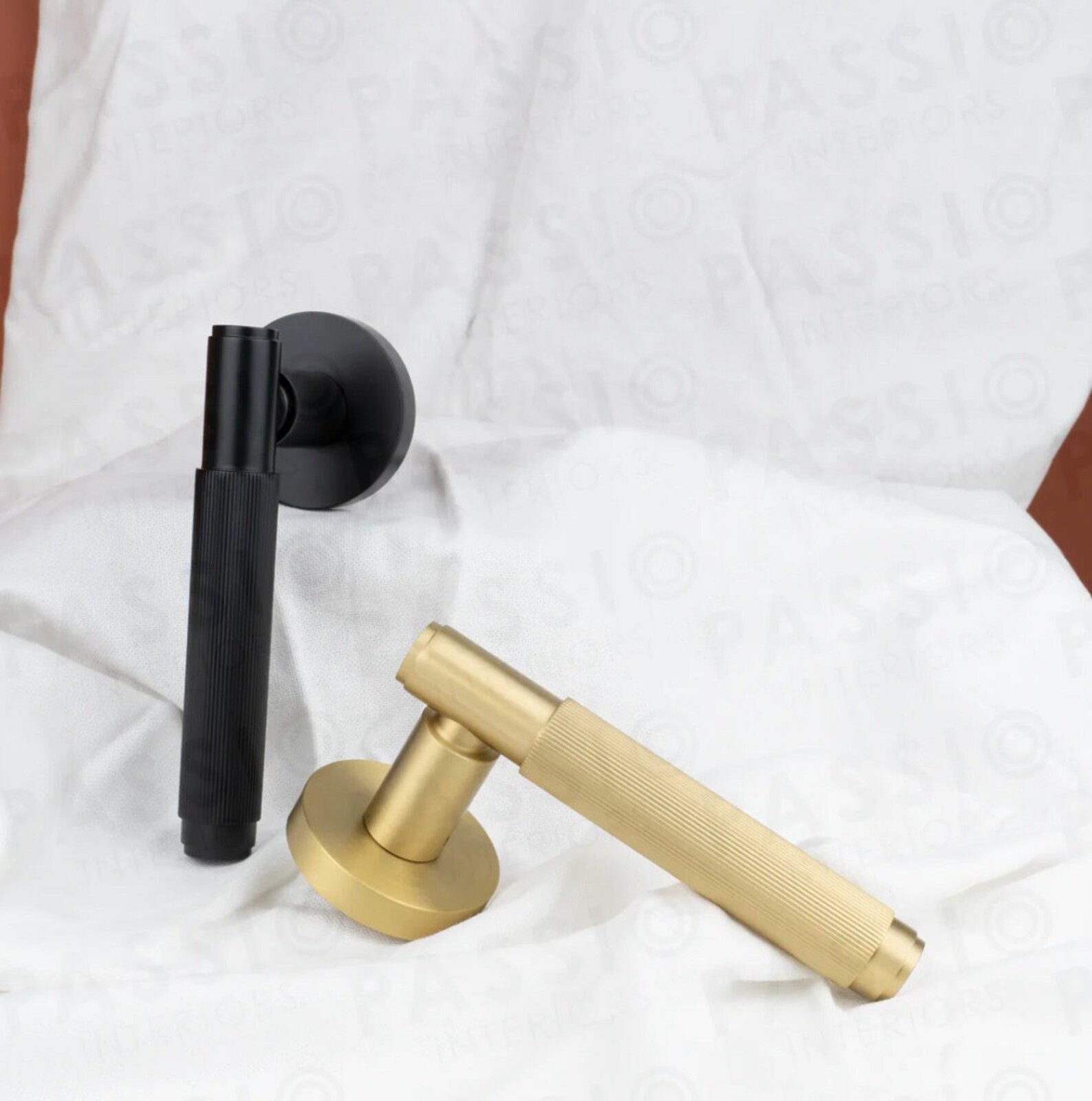 Linear Knurled Solid Brass Door Handle Lever Brass Gold Door Etsy