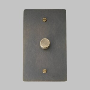 Antique Brass Modern Knurled Textured Dimmer Light Switch Wall Plate (1-Gang)