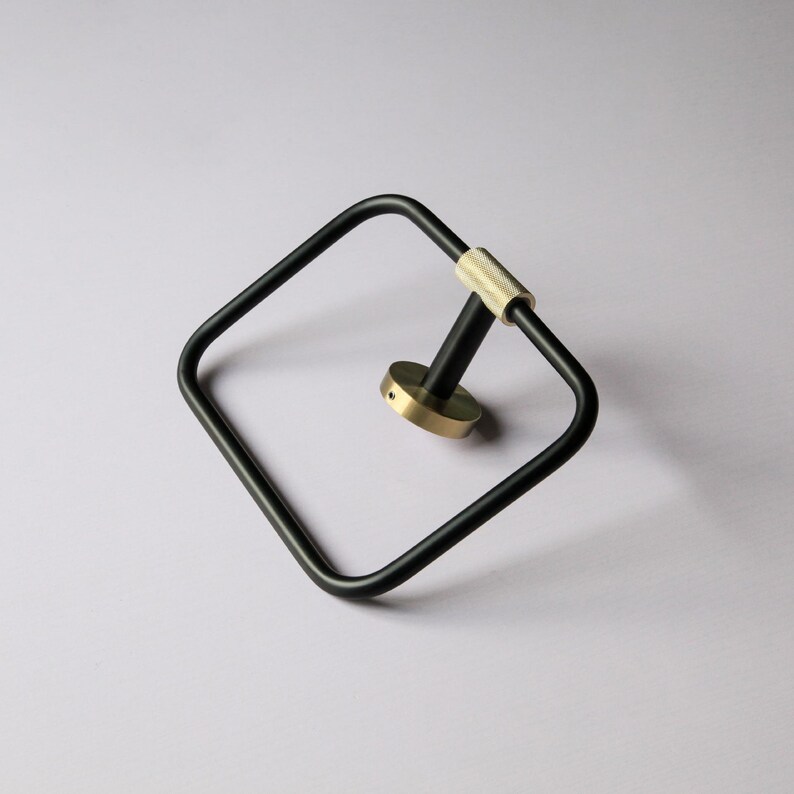 Solid Brass Gold and Black Knurled Towel Bar Bathroom Etsy