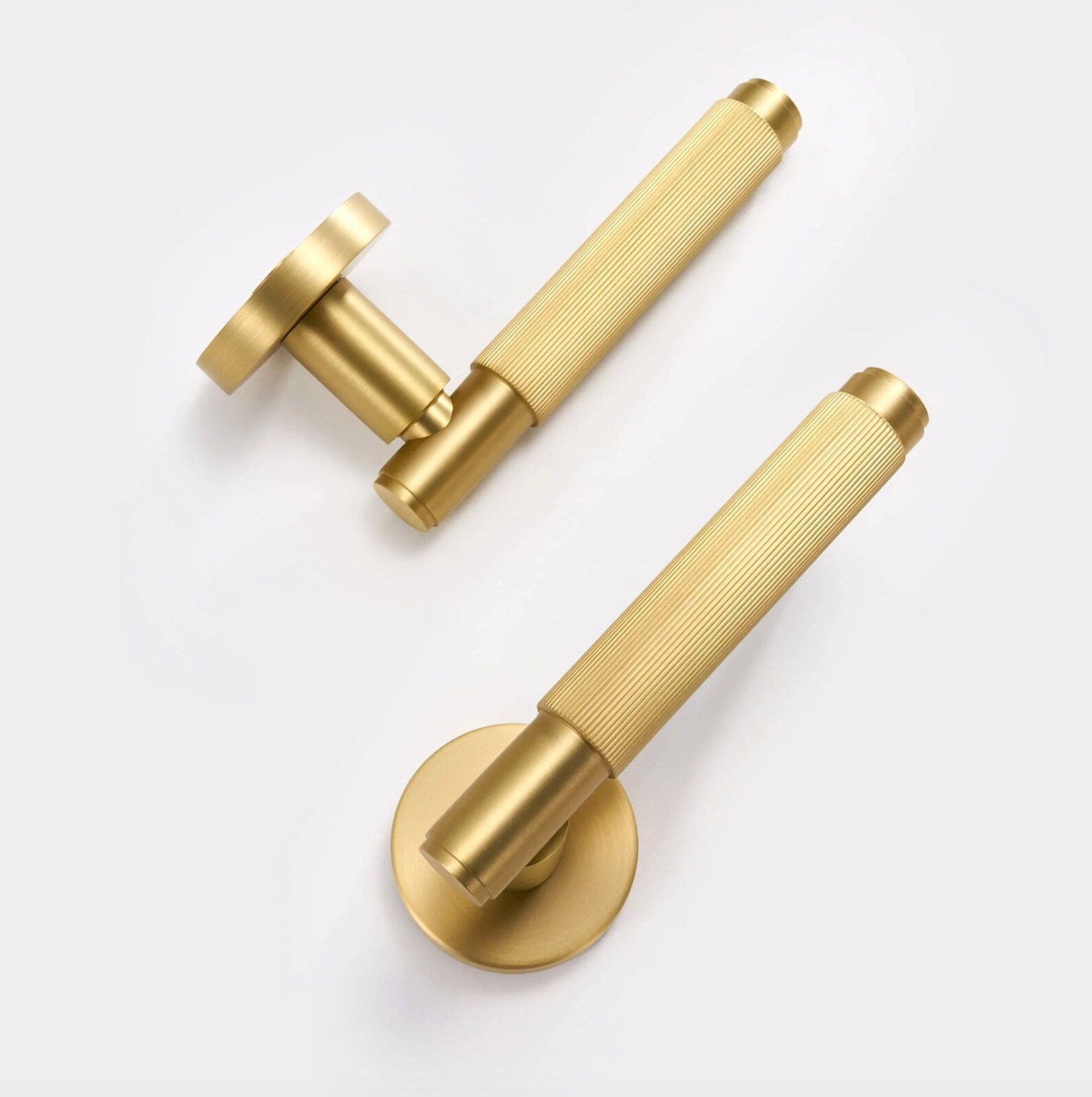 Linear Knurled Solid Brass Door Handle Lever Brass Gold Door Etsy