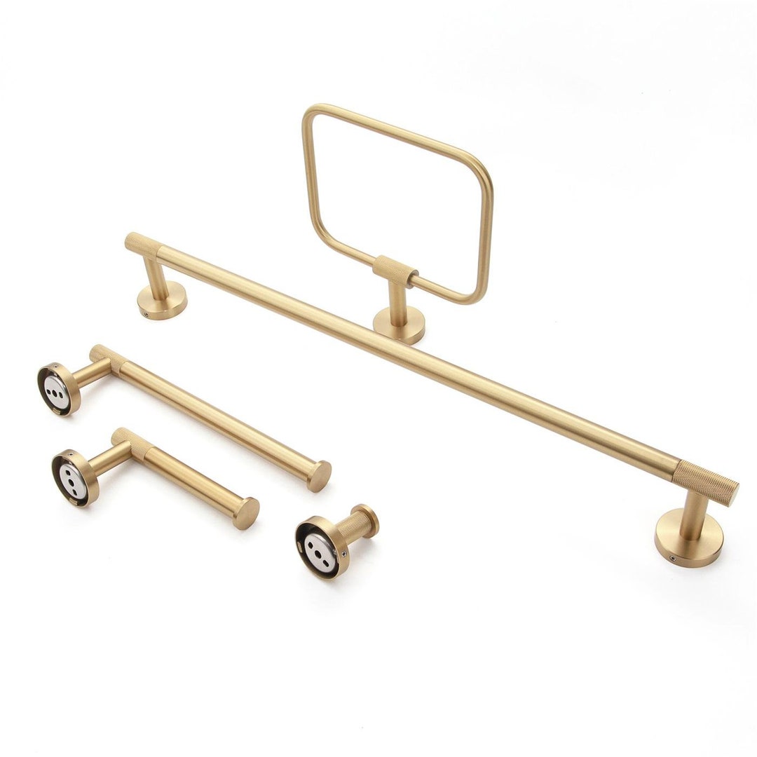 Solid Brass Gold Knurled Towel Bar Bathroom Accessories Hand Etsy