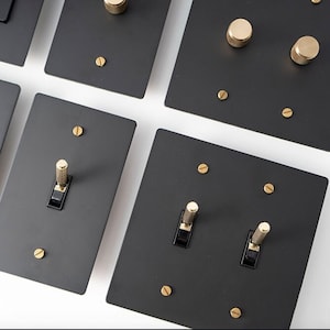 Matte Black With Gold Brass Cross Knurled Design Diamond Cut Pattern Solid Toggle Handle Light Metal Switch 15A Panel American Standard Fit