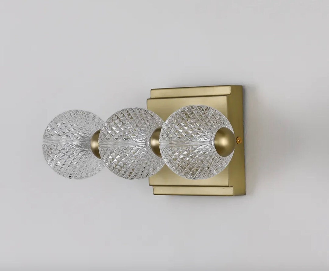 Brass Light Fixture Acrylic Orb Globe Hobnail Ball Accents Decorative ...