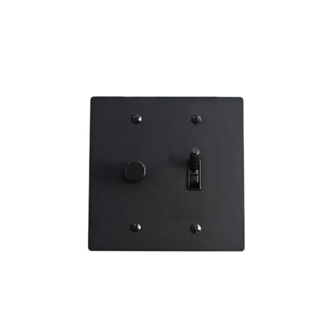 Matte Black Brass Combination Knurled Metal Toggle Light Switch and