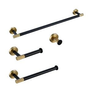 Solid Brass Black With Gold Knurled Towel Bar Bathroom Accessories Hand Towel Handle Ring Decorative Modern Retro Metal Rack Rod Hardware image 1