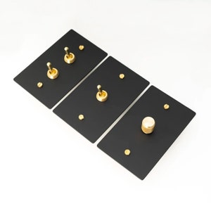 Classic Vintage Inspired Matte Black With Solid Brass Metal Smooth Toggle Light Switch Plate