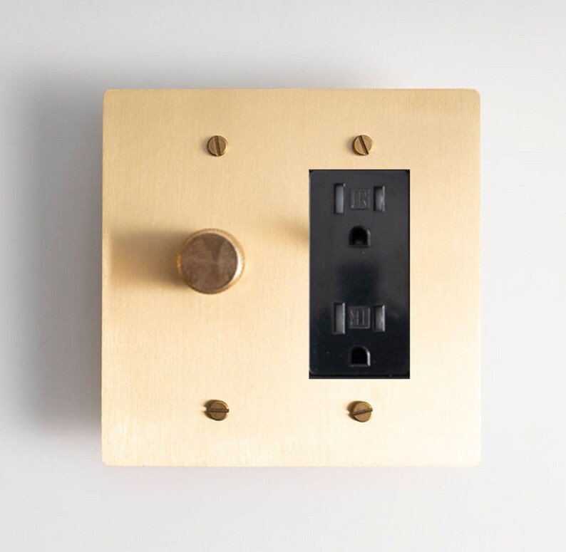 Satin Brass Combination Knurled Dimmer Light Switch and Duplex Etsy