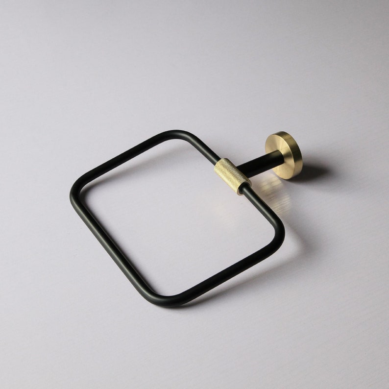 Solid Brass Gold and Black Knurled Towel Bar Bathroom Etsy
