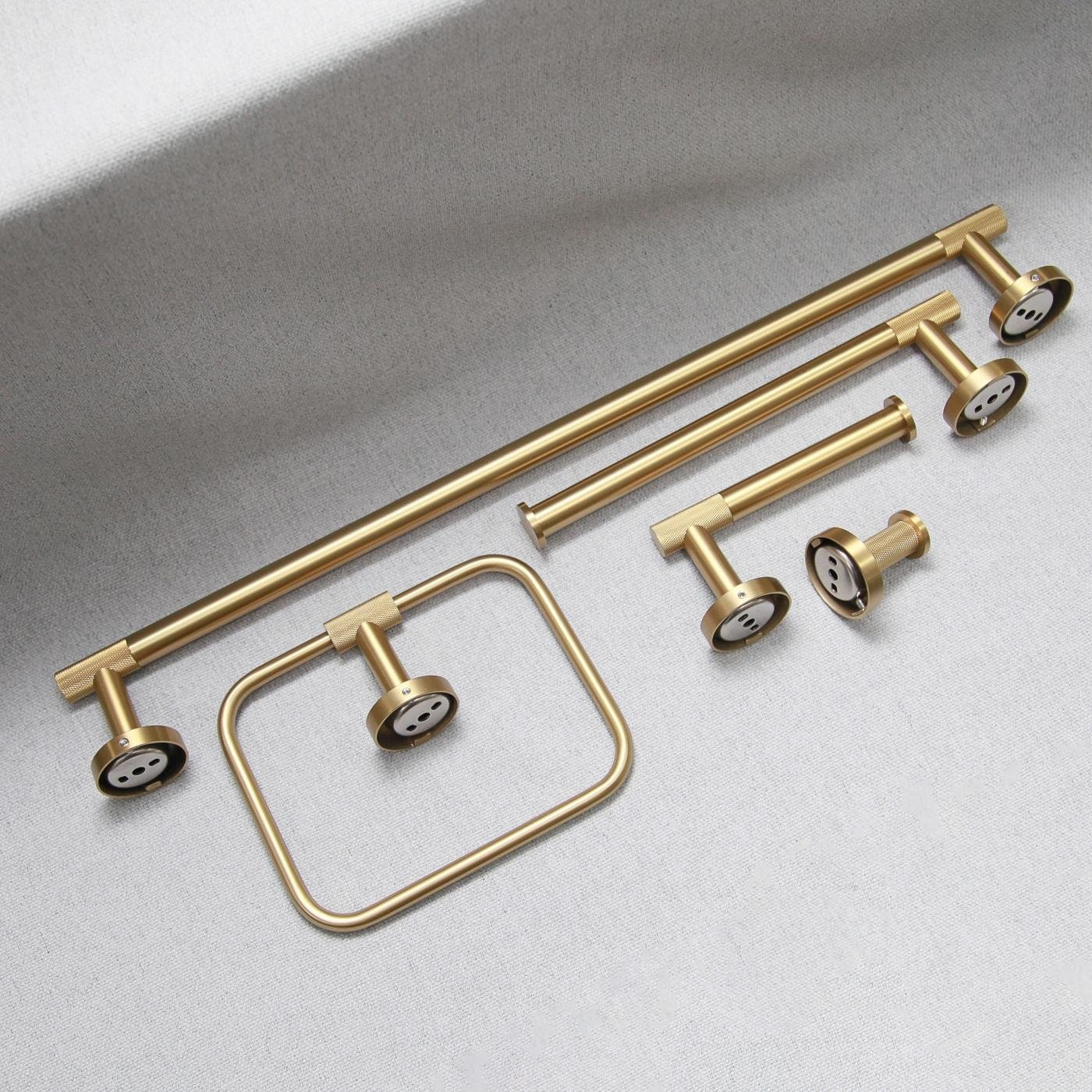 Solid Brass Gold Knurled Towel Bar Bathroom Accessories Towel Etsy