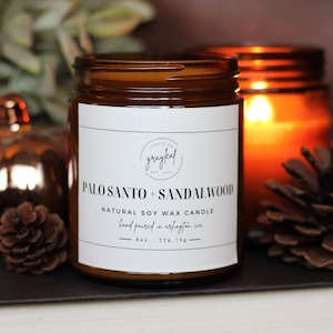 Palo Santo + Sandalwood 8oz Soy Wax Candle