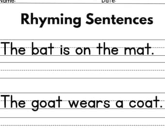 Rhyming Sentences Writing Worksheet: Grades 1-3 (PDF Download)