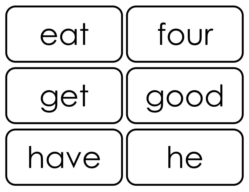 Printable Dolch Kindergarten Sight Words Flashcards 52 Cards, Child ...