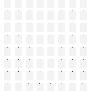 May include: A grid of 64 small white squares with a black dot in the center of each square.