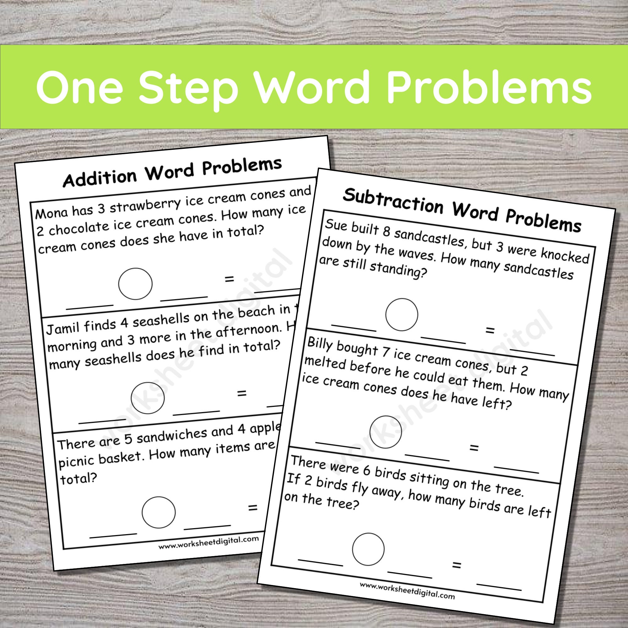 One Step Word Problems All Operations PDF, Word Problems Worksheet for 1st Grade, 2nd Grade ...