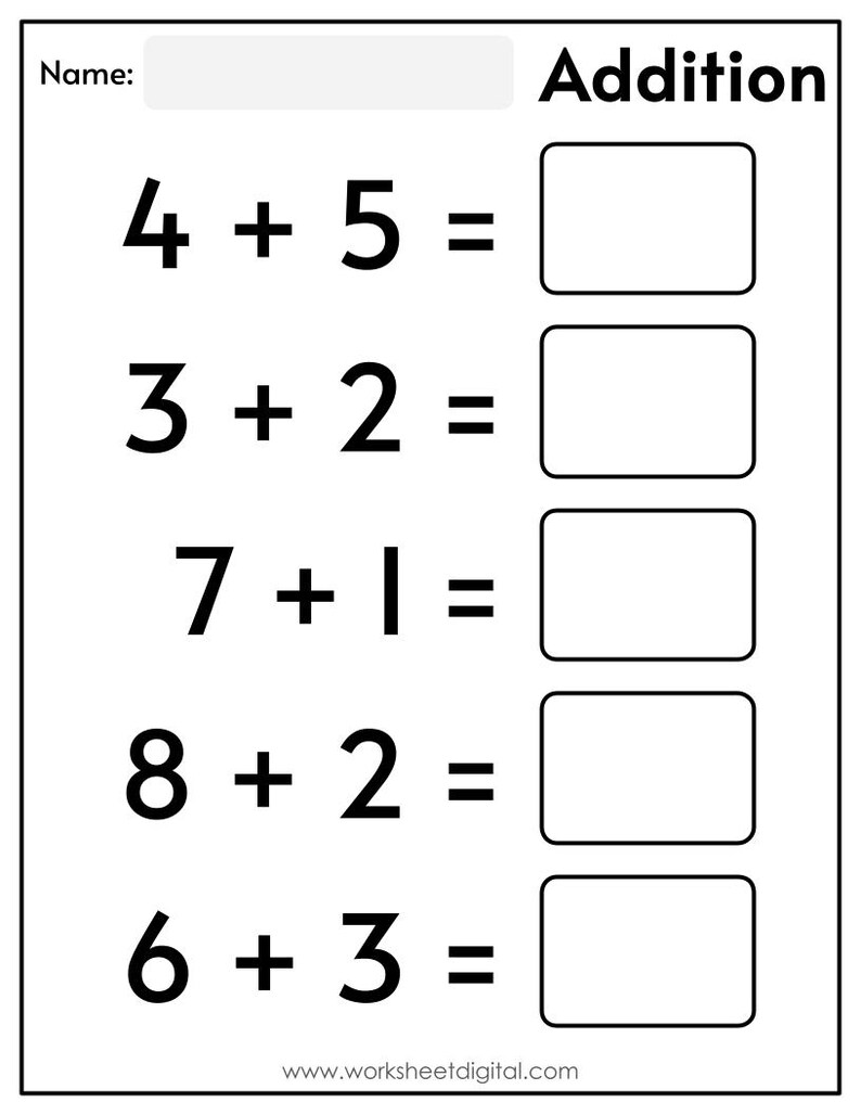 Single Digit Addition Worksheet: Homeschool Math Practice (PDF) - Etsy