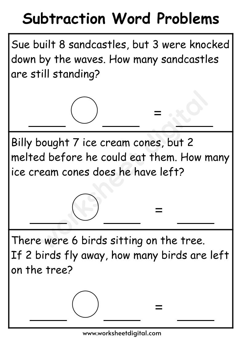 1st-2nd Grade Math Word Problems Worksheet (PDF) - Etsy