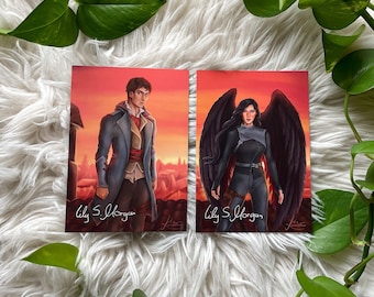 Signierte Charakterkarten | Luan und May aus City of Burning Wings |  Lily S. Morgan | Illustration | Lilys Wortwelt