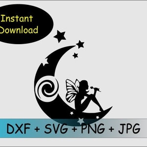 Moon & Fairy wish baguette magique Svg Dxf Png ET Jpeg