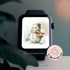 Fondo de pantalla del Apple Watch, Fondo Del reloj Muñeco De Nieve, Esfera del reloj Apple de invierno, Diseño del Apple Watch, Accesorios del Apple Watch, Nieve imagen 3