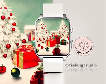 esfera del reloj apple de navidad, fondo de reloj del árbol de navidad, diseño de fondo de pantalla del Apple Watch, fondo digital, accesorios del reloj de apple,