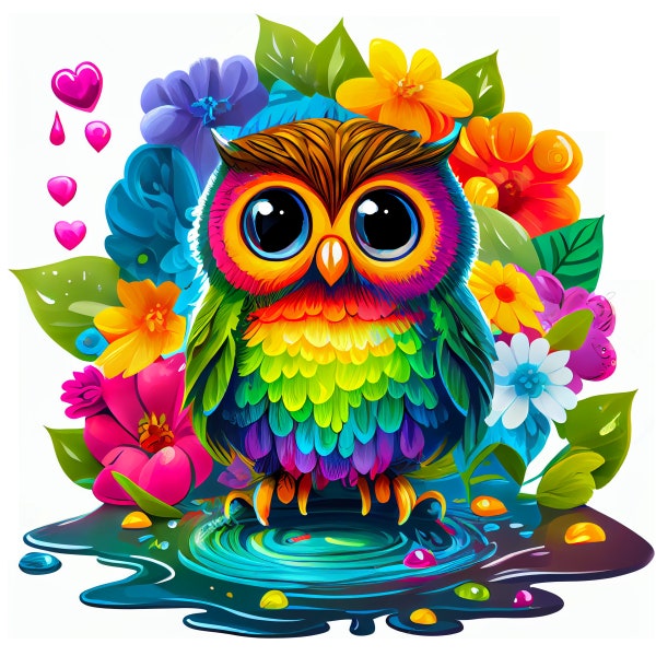Colorful Owl png, Owl clipart, Bugged Eyed, Owl Sublimation, Owl Tumbler, Owl Baby Shower Png, Owl Boho png, Watercolor Popular, Trending