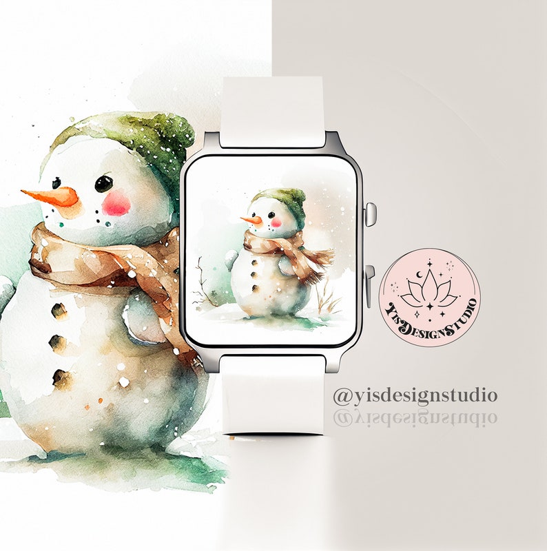 Fondo de pantalla del Apple Watch, Fondo Del reloj Muñeco De Nieve, Esfera del reloj Apple de invierno, Diseño del Apple Watch, Accesorios del Apple Watch, Nieve imagen 1