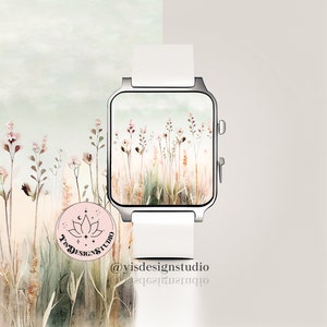 Flowers Apple Watch Wallpaper, Smartwatch Background, Digital Watch Face, Watercolor Wallpaper, Cute Dried Boho Aesthetics