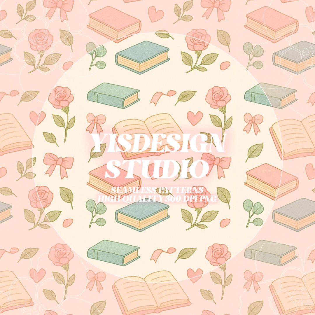 Bookish Coquette Digital Pattern for Crafting, Wallpapers, Clothing ...
