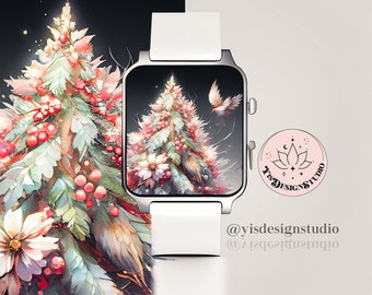 Esfera del reloj de Navidad, Fondo de reloj inteligente de Navidad, Fondo de pantalla del Apple Watch, Diseño del reloj Apple, Accesorios del reloj Apple, Nieve