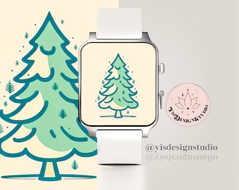 Fondo de pantalla de Apple Watch de Navidad, Fondo de reloj del árbol de Navidad, Diseño de la esfera del reloj Apple, Diseño del reloj Apple, Accesorios del Apple Watch, Nieve