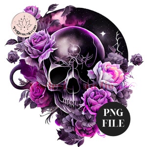 Floraler Totenkopf PNG, Witchy Clipart, Mystische Zaubersprüche, Aquarell, Gothic, Magie, Sublimation, Tumbler, Wicca, Pagan png, Hexerei Clipart
